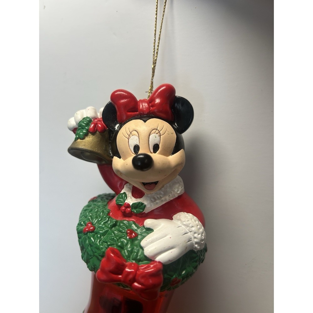 Vintage Disney Minnie Mouse In Christmas Stocking Ornament Santa's Best 1998 - Picture 2 of 3